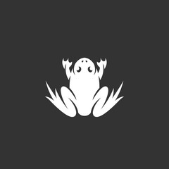 Frog logo on black background. Animal vector icon