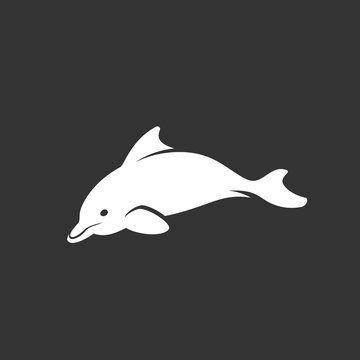 Dolphin logo on black background. Sea animal vector icon
