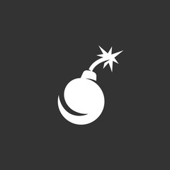 Bomb logo on black background. Vector icon