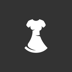 Dress logo on black background. Vector icon