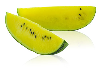 Yellow pulp watermelon on white background