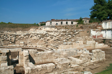 Ancient amphitheater in the archeological area of Larissa,  Thessaly region, Greece