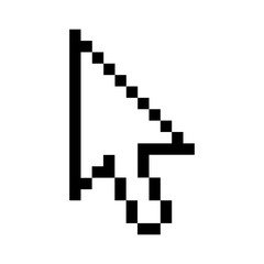black outline pixelated cursor arrow vector illustration