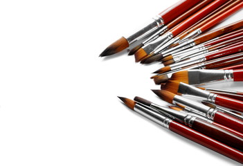 set various brushes painting isolated on white
