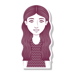 silhouette teenager with long wavy hair vector illustration