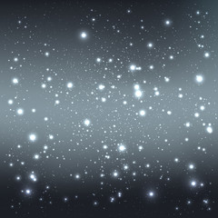 Grey galaxy background with light, stars. Vector Illustration. Xmas and New Year