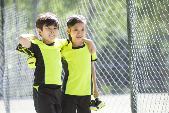Happy children in sportswear