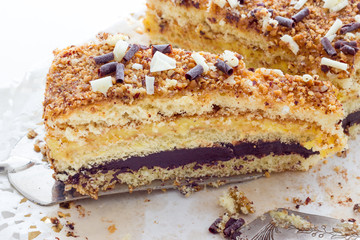 Cream cake with hazelnuts