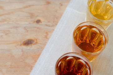 glass of tea on wooden table