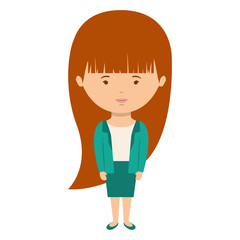 woman dressed formal style with long hair vector illustration vector illustration