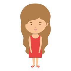 woman dressed party style with wavy long hair vector illustration