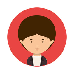 red sphere of half body man dressed eighties style vector illustration