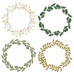 Hand drawn set of retro wreath.