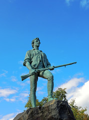 The statue of John Parker on Battle Green in Lexington amrks an important page of the country's history