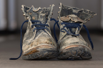 Old worn work boots