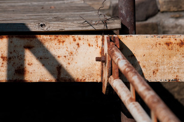 Rusty metal pipe on boat deck