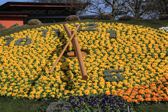 Flower Clock. Quai du General-Guisan. Jardin Anglais. Genève. Suisse.