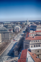 View looking up Pennsylvania Avenue from the Old Post Office Observatory in 2014, now the Trump Internation Hotel