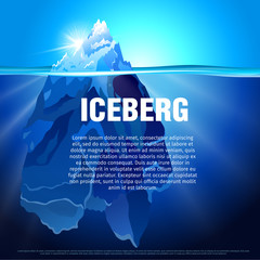 Iceberg in water realistic vector background