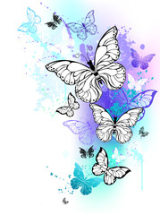 Fototapeta na wymiar Flying butterflies watercolor