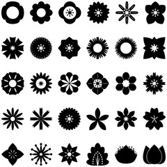 collection of flower icons, vector, flat icon on white background
