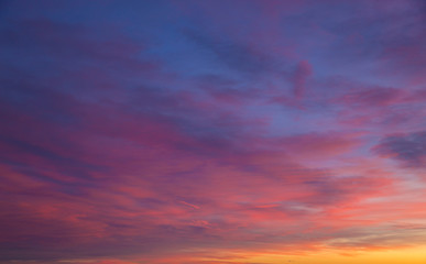 Fototapeta na wymiar Pink and Blue Sunrise Clouds Landscape