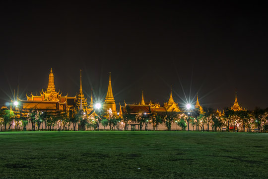 Golden light of Wat Phra Kaew from Sanam Luang