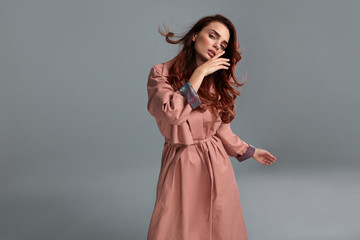 Fashion Model Girl Wearing Fashionable Clothes In Studio. Style