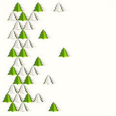 Christmas tree card background , paper cut style