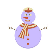 Snowman with angry face isolated. Emotions expression icons flat style. Vector illustration eps10
