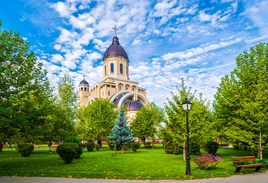 Christian orthodox church &ndash; cathedral in Bacau, Moldavia landmark, Romania