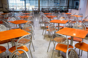 Empty modern style canteen with nobody using area
