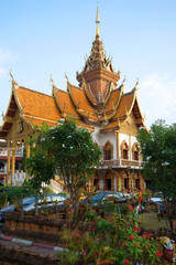 Naklejka premium Morning on the Buddhist temple Wat Bupparam. Chiang Mai, Thailand
