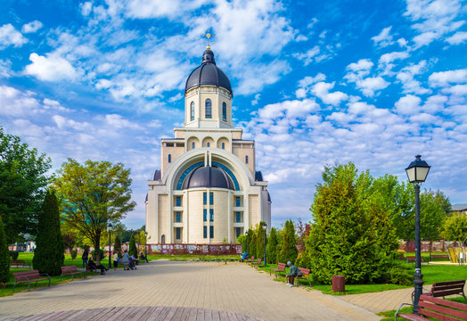 Christian orthodox church &ndash; cathedral in Bacau, Moldavia landmark, Romania