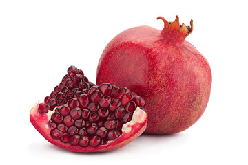 Pomegranate fruit on white