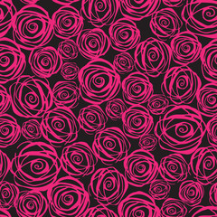 Seamless floral pattern with watercolor abstract pink roses.