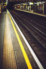 Fototapeta premium LONDON, UK - OCTOBER 14, 2016: Rails in Subway