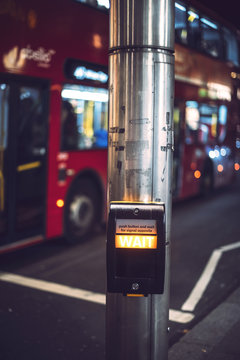 LONDON, UK - OCTOBER 14, 2016: London crosswalk button.