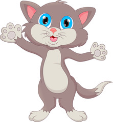 cute cat cartoon waving