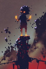 Naklejka premium the cute monster creature made from ember,illustration painting