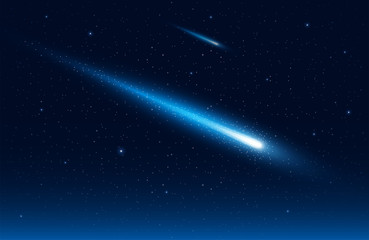 Comets in starry sky - obrazy, fototapety, plakaty