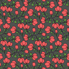 Seamless flower garden pattern