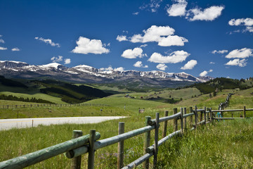 Fototapeta na wymiar Mountain Fence and Road