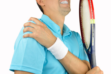 player with pain in shoulder