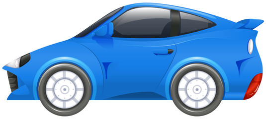 Blue racing car on white background