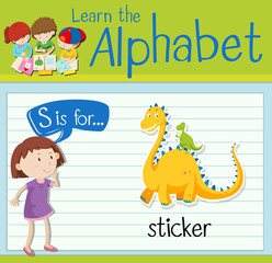 Fototapeta premium Flashcard letter S is for sticker