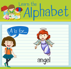 Flashcard letter A is for angel