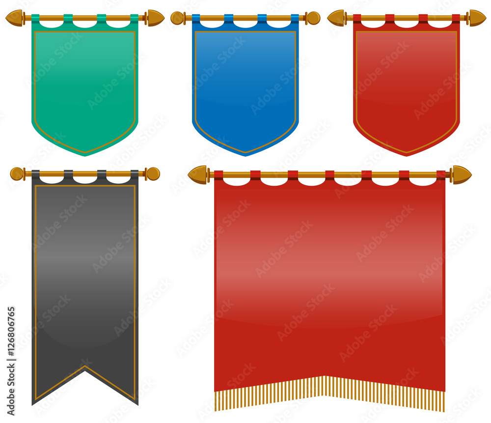 Poster Medieval flags in different colors