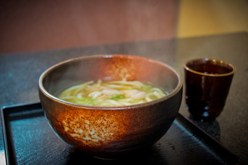 Big bowl of hot udon, local japan food