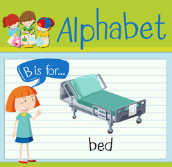 Flashcard letter B is for bed